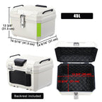Yescom White Motorcycle Trunk Box with Backrest Scooter Tour Pack