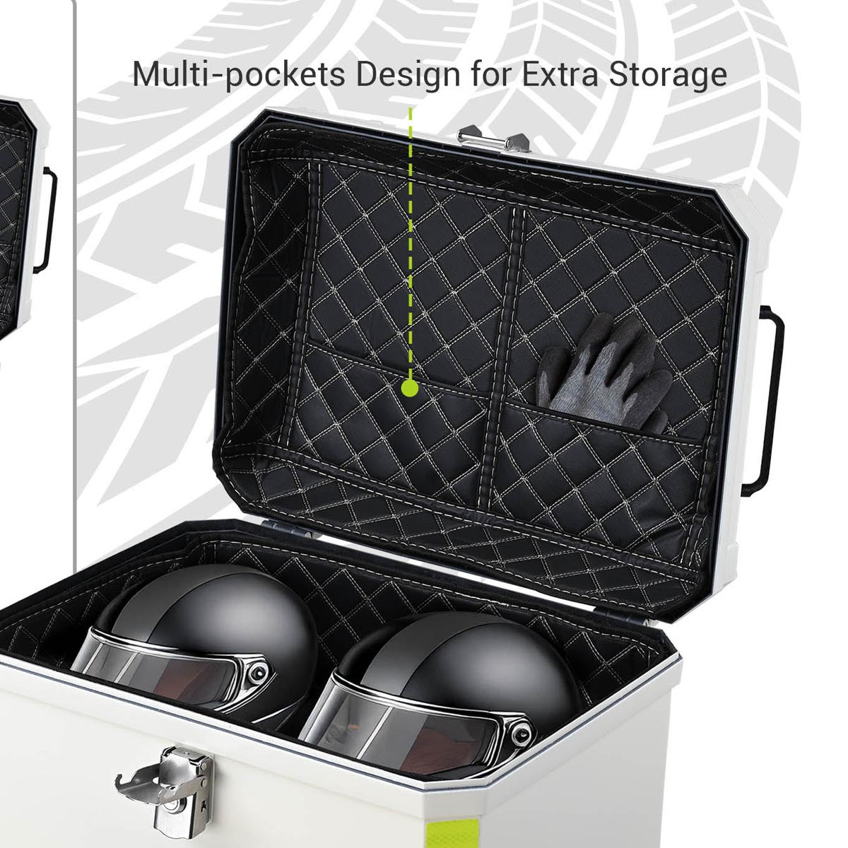 Yescom White Motorcycle Trunk Box with Backrest Scooter Tour Pack