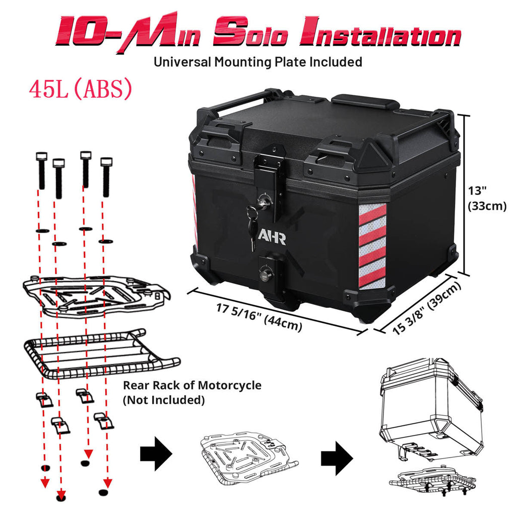 Yescom Motorcycle Trunk Box with Backrest Scooter Tour Pack