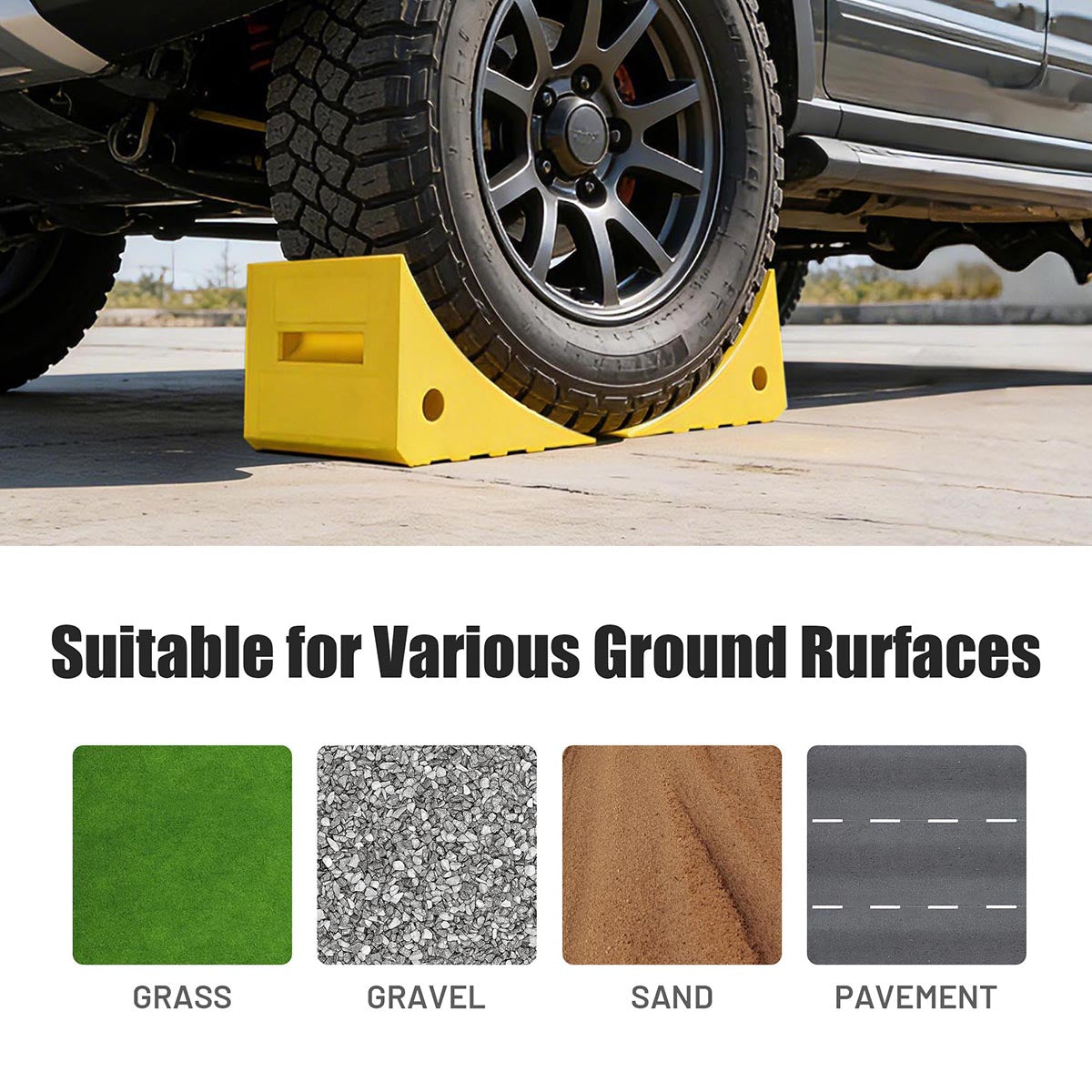 Yescom Wheel Chocks 2ct. for 35in. Tire, 66,000lbs GVWR, Polyurethane