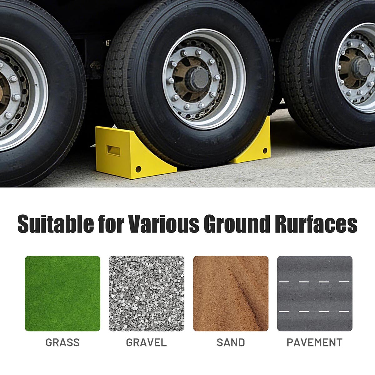 Yescom Wheel Chocks 2ct. for 50in. Tire, 198,400lbs GVWR, Polyurethane