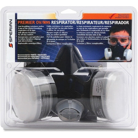 Half Mask Respirator Kit, 4 Cartridges Included, N95, Organic Vapor (OV), Threaded, Size M