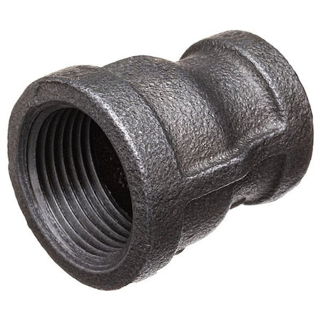 Straight Black Coated Malleable Iron Pipe Fitting, 1/4" x 1/8" Pipe, Female BSPT, Malleable Iron