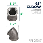 2 1/2 in. Black 45 Degree Elbow