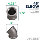 3 in. Black 45 Degree Elbow