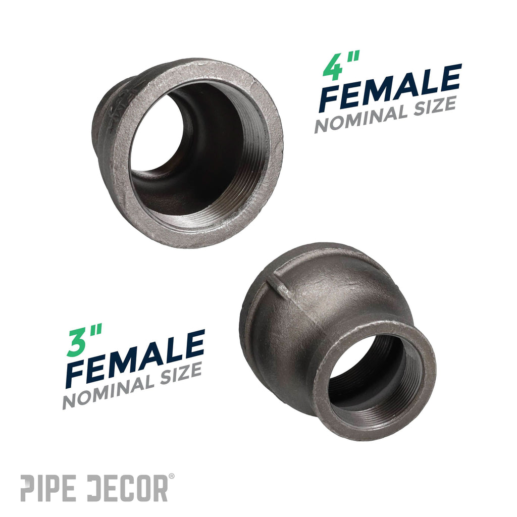 4 in. x 3 in. Black Reducing Coupling