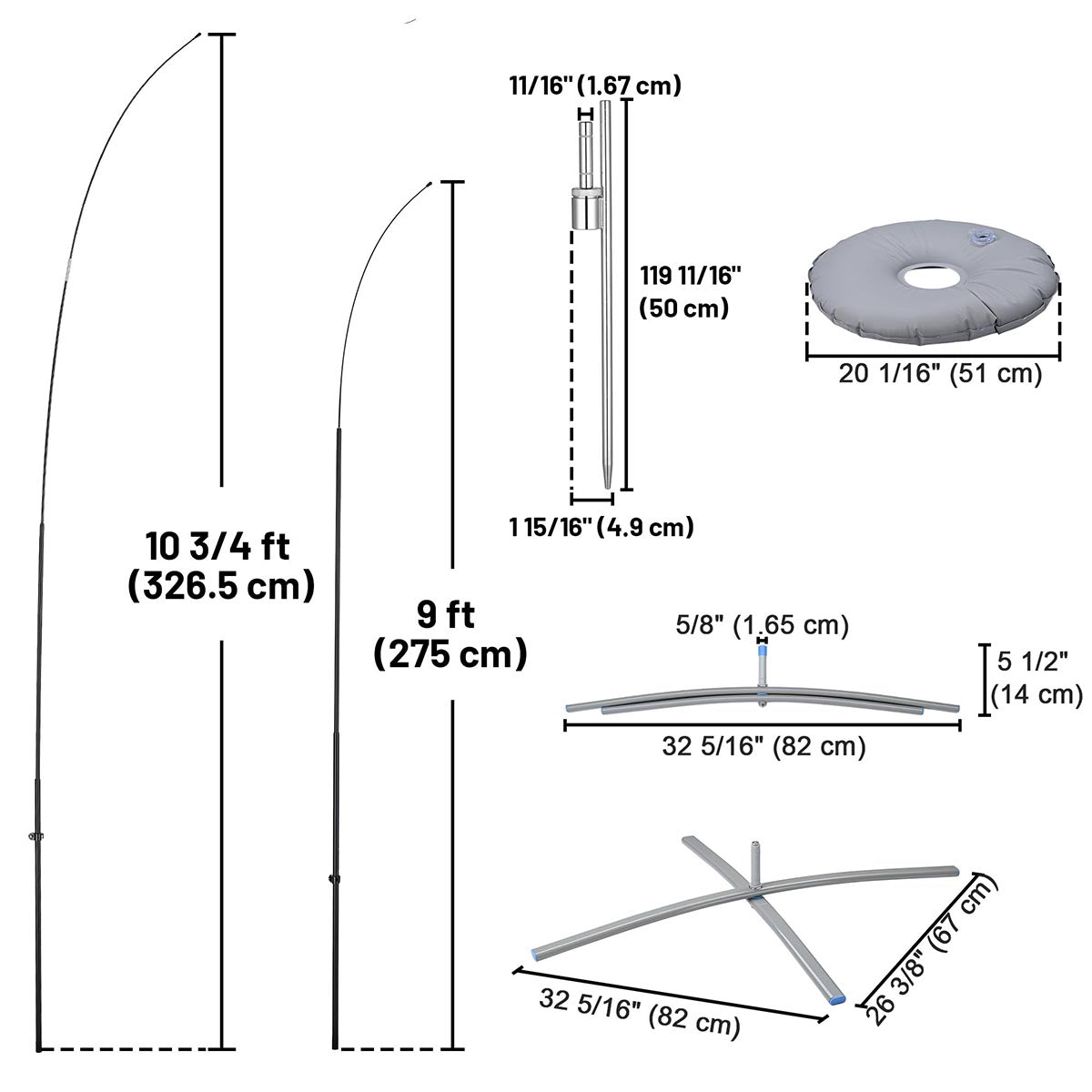 Yescom Feather Flag Pole Kit - 10 Sets, Base Type Options