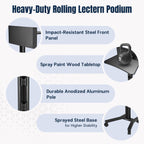 Yescom Mobile Laptop Stand Podium Desk Lectern on Wheels