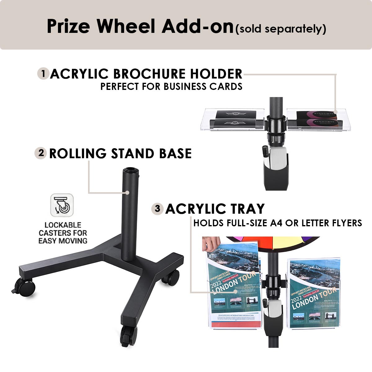 WinSpin 36" Prize Wheel Floor Stand Tabletop 18-Slot