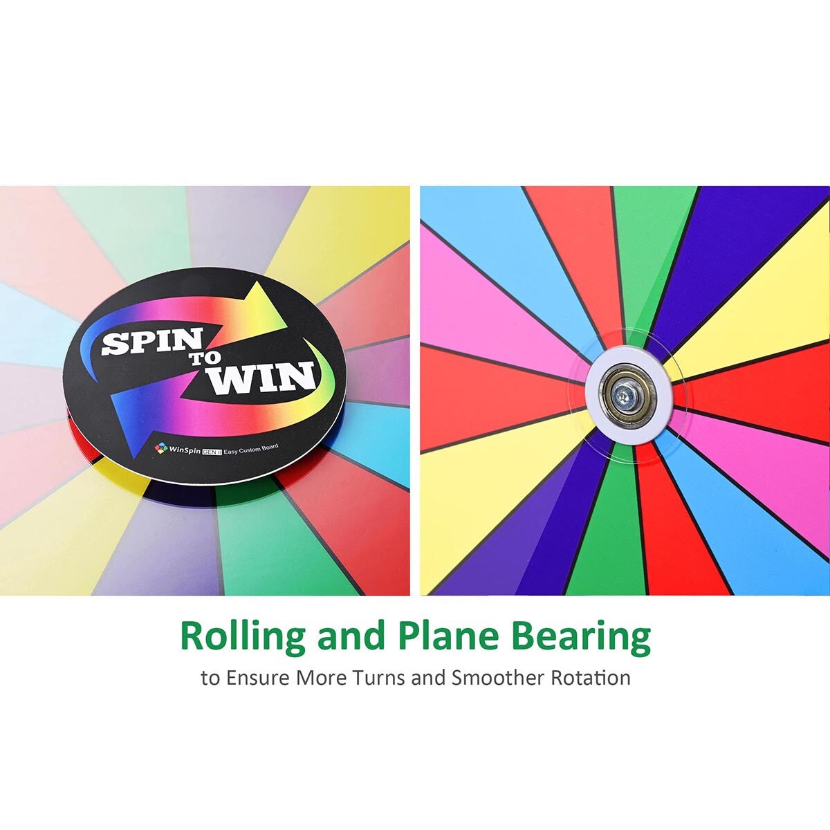 WinSpin 18" Tabletop Prize Wheel Dry Erase, Dark Rainbow