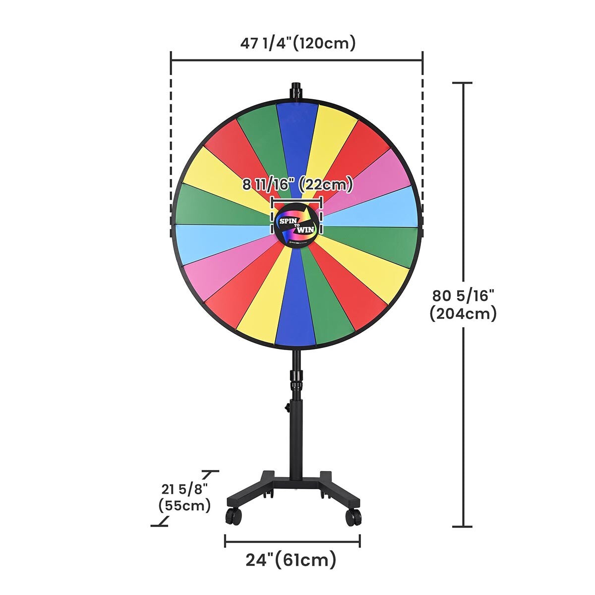 WinSpin 48" Rolling Stand Prize Wheel Color