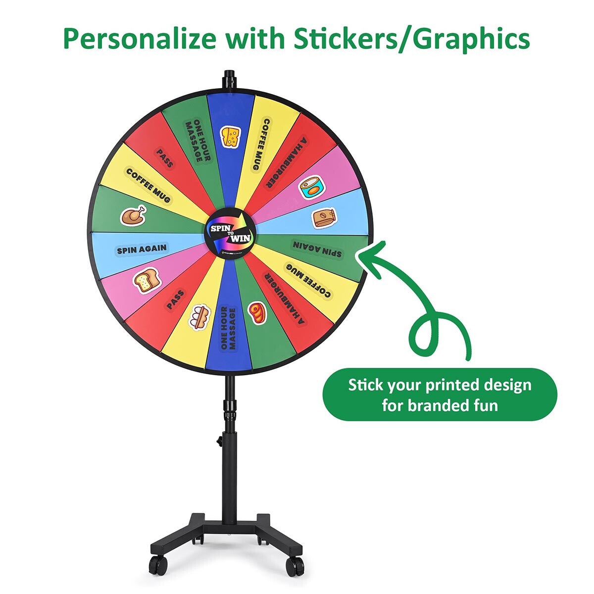 WinSpin 48" Rolling Stand Prize Wheel Color