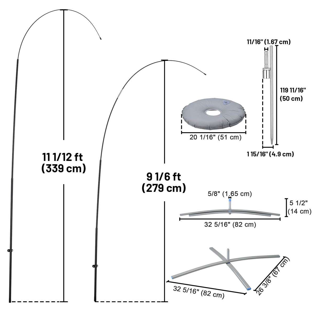 Yescom Teardrop Flag Pole Kit - 10 Sets, Base Type Options