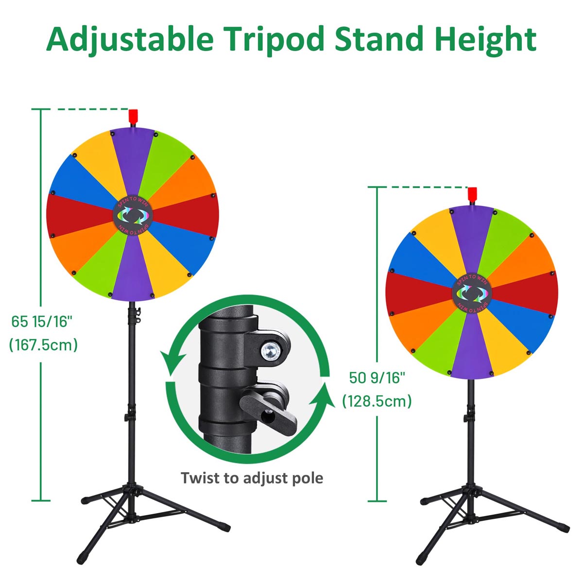 WinSpin 24" Modular Prize Wheel with Adjustable Height Stand 12-Slot