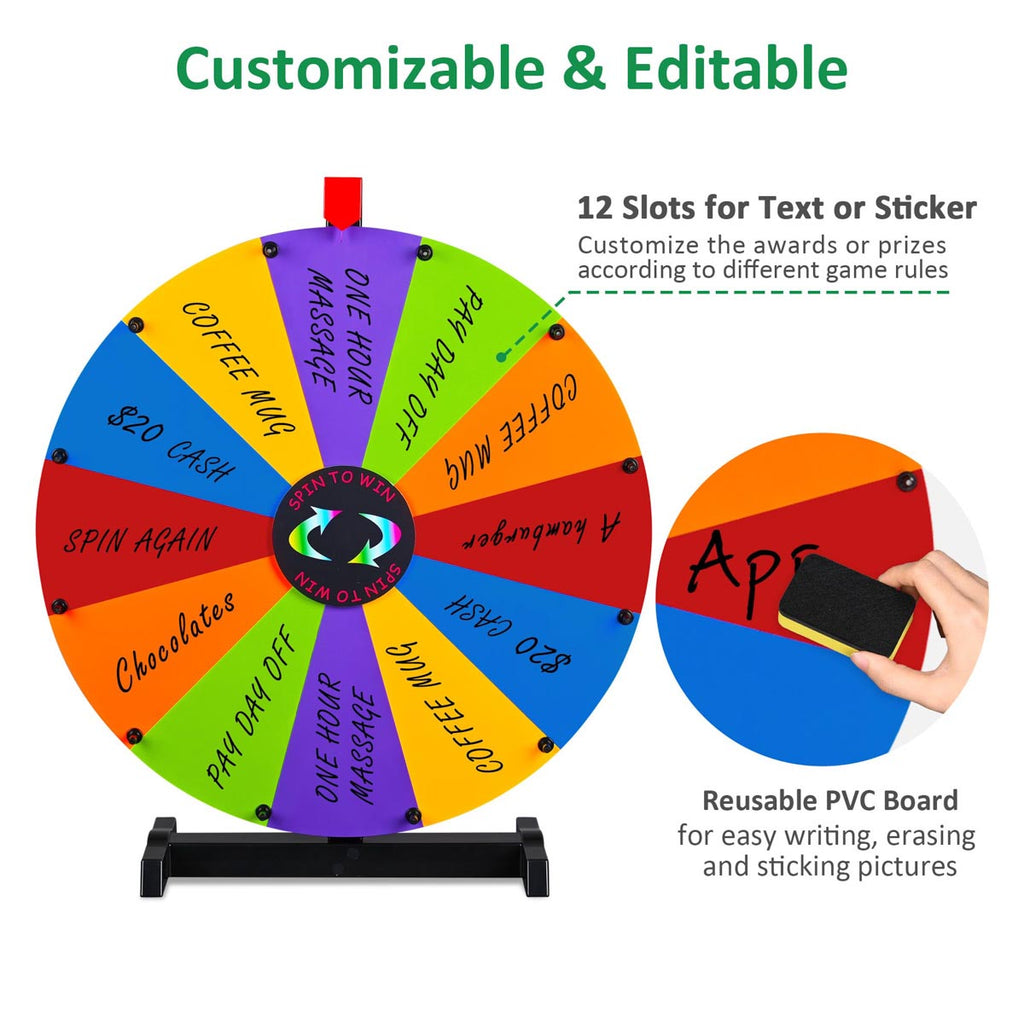 WinSpin 24" Modular Dry Erase Spin Wheel Customizable Color Slots(12)