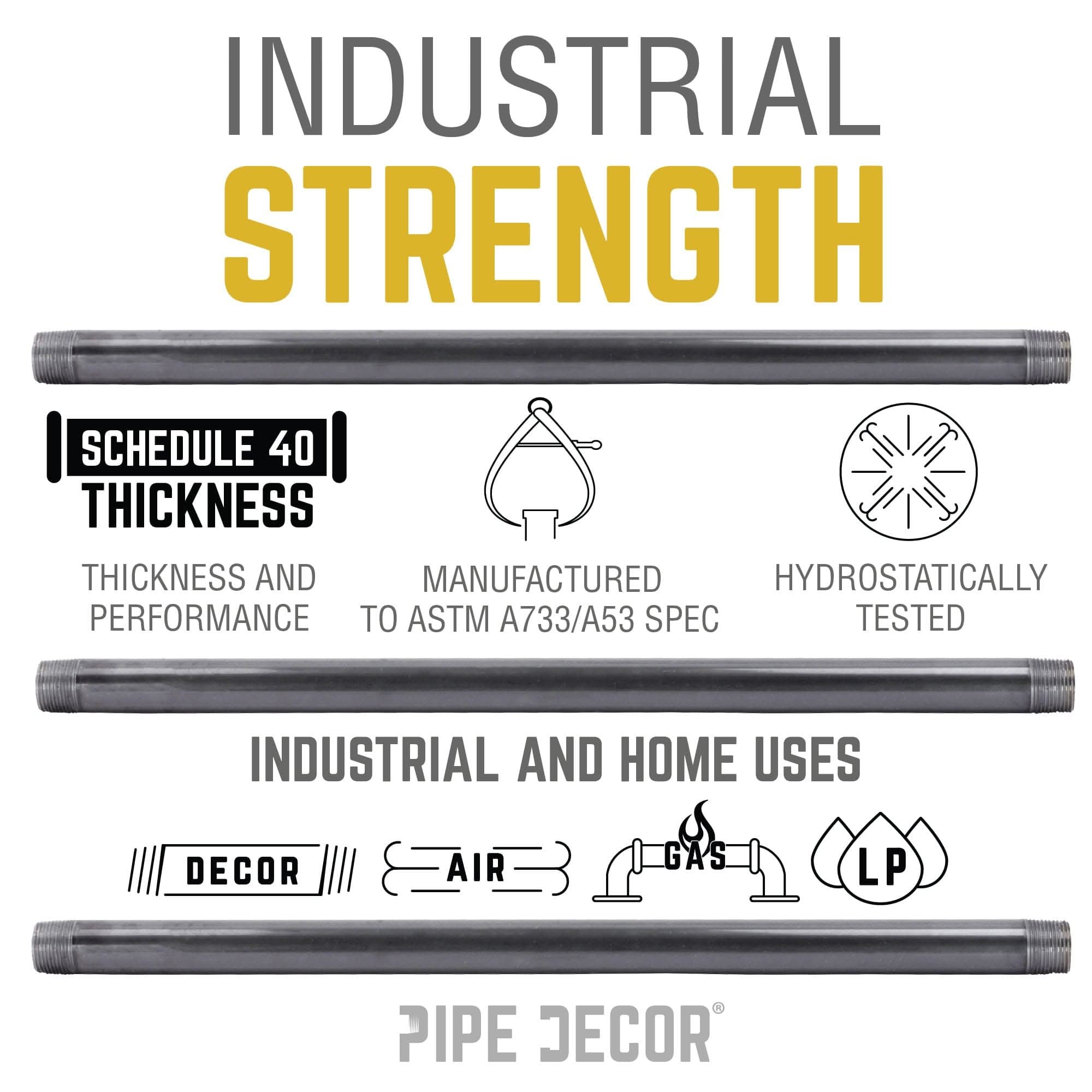 3/8 in. x 8 in. Black Pipe