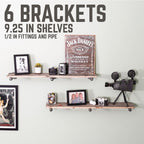 1/2 in. x 10 in. Shelf Bracket Kit, 6 Pack