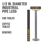1/2 in. x 12 in. Round Flange Pipe Table Legs - 4 Pack