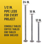 1/2 in. x 12 in. Round Flange Pipe Table Legs - 4 Pack