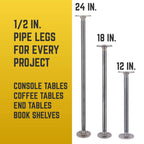 1/2 in. x 18 in. Round Flange Pipe Table Legs - 4 Pack