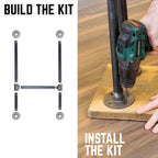 1 in. Heavy Duty H Round Flange Pipe Desk Legs - 2 Pack