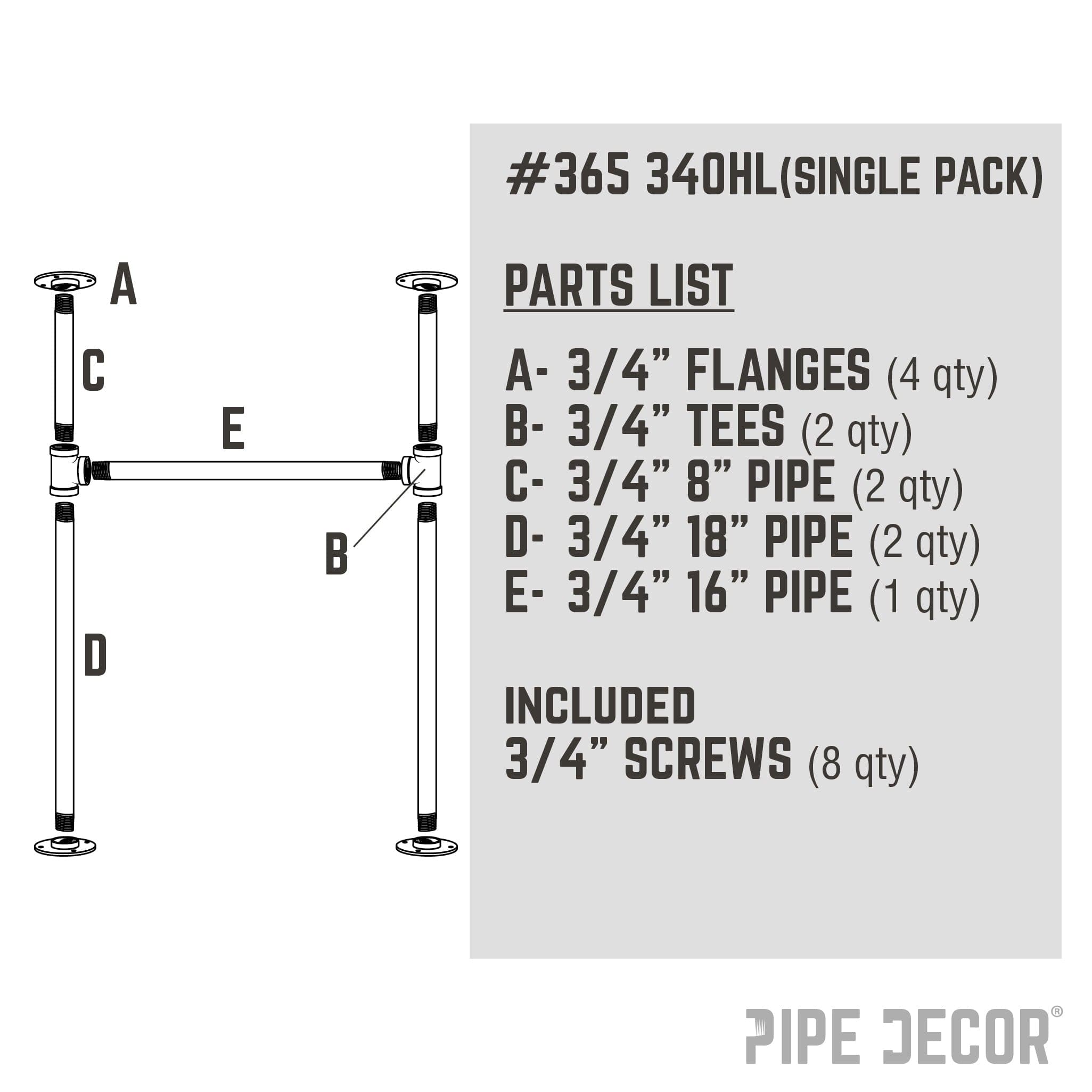 3/4 in. H Pipe Desk Main. Leg - 1 Leg