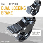 Swivel Caster Wheels for  1” Pipe with Locking Mechanism (4-Pack)
