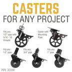 Mounted Swivel Caster Wheels for Wood Furniture with Locking Mechanism (4-Pack)