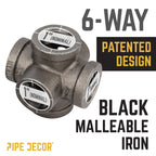 1 in. Black 6-Way Fitting