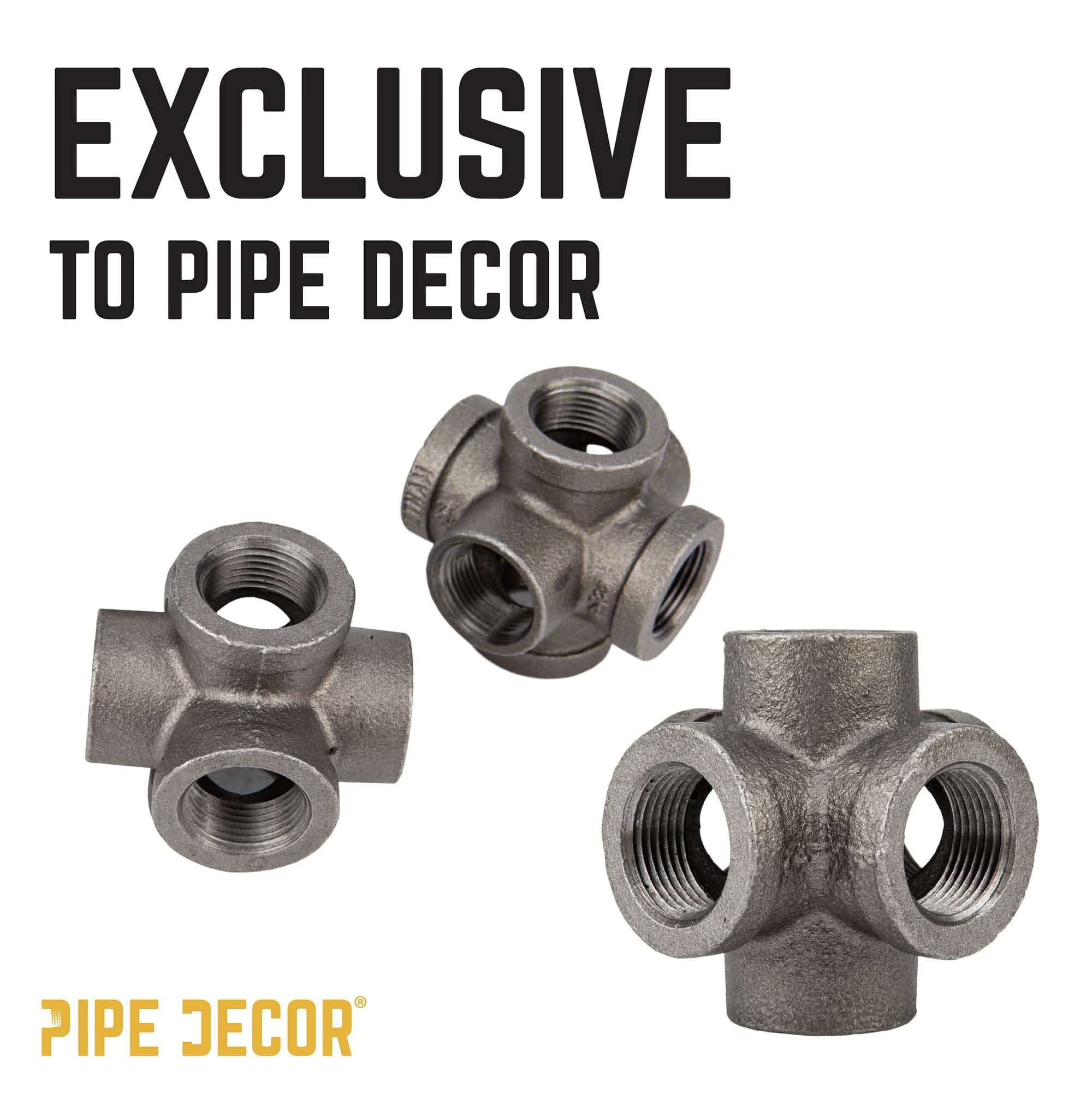 1 in. Black 6-Way Fitting