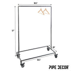 58 in. Rolling Single Rod Clothing Rack