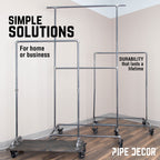 58 in. Rolling Single Rod Clothing Rack