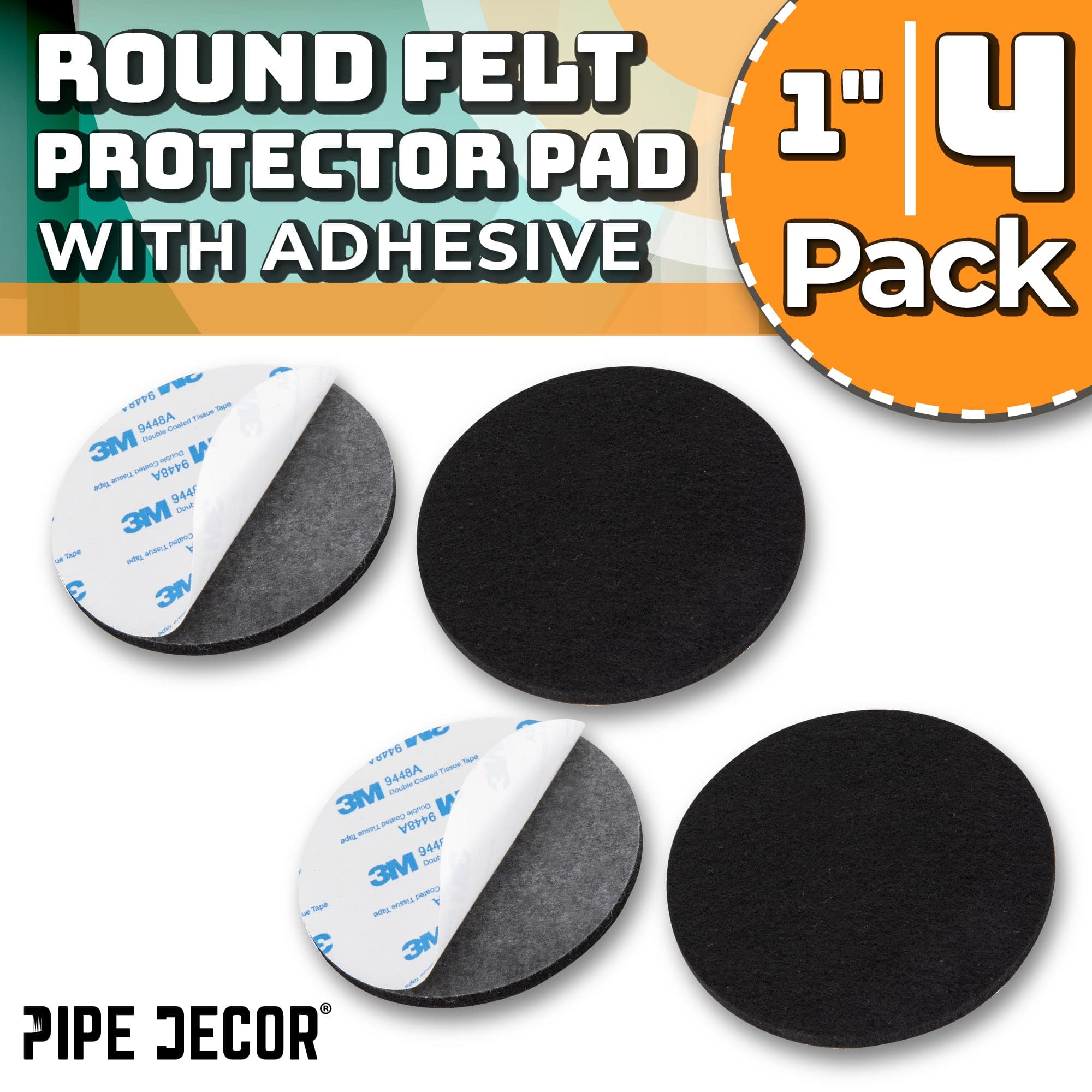 Heavy Duty Round Felt Pad for 1 in. Pipe Floor Flange, 3.5 in. Diameter (4-Pack)