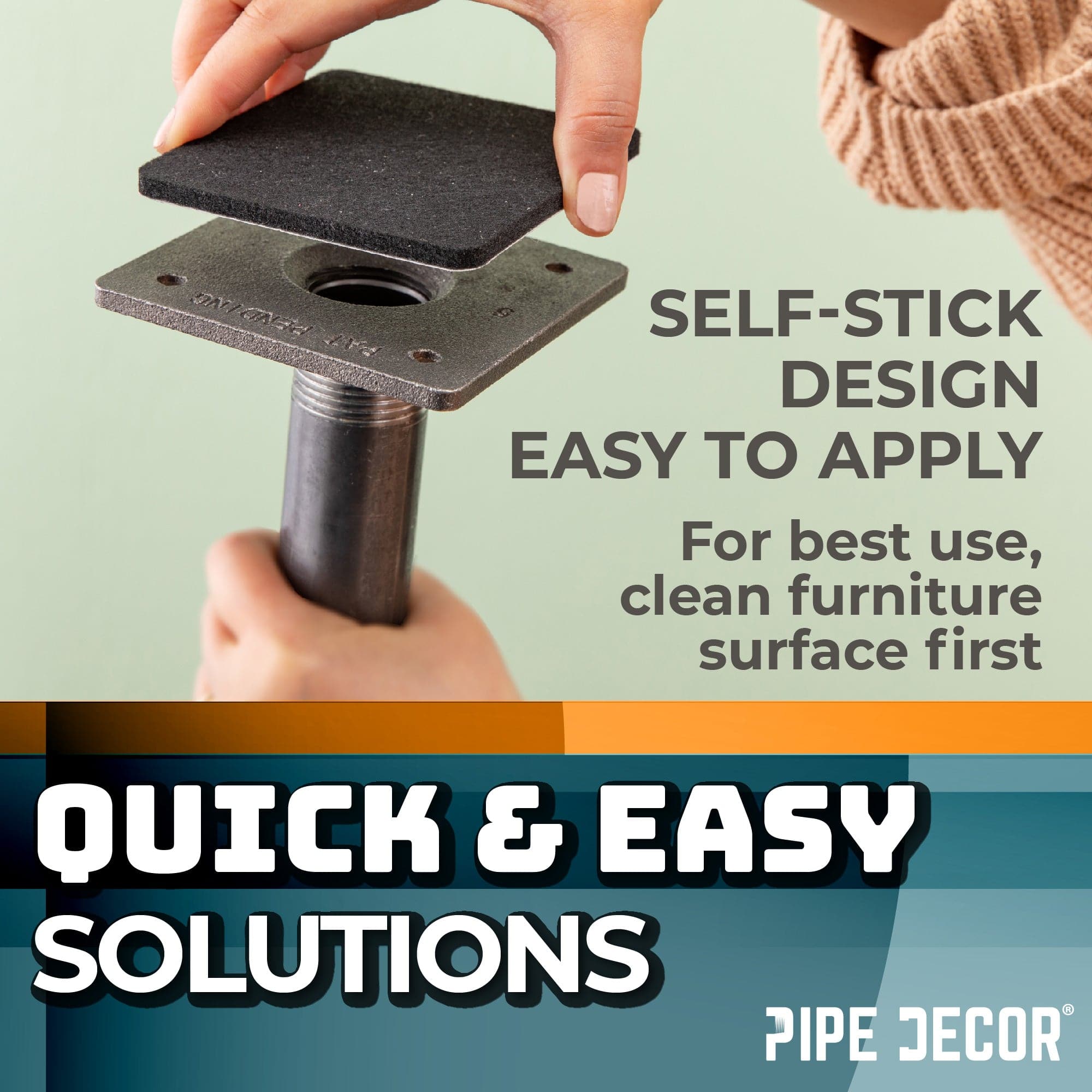 Heavy Duty Square Felt Pad for 1 in. Pipe Floor Flange, 3.5 in. x 3.5 in. (4-Pack)