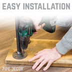 1 in. Heavy Duty H Round Flange Pipe Legs, for Restore Wood Dining Tabletops