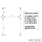 1 in. Heavy Duty H Round Flange Pipe Legs, for Restore Wood Dining Tabletops