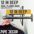 24 in. Industrial Pipe Clothing Rack (Wall Mounted)