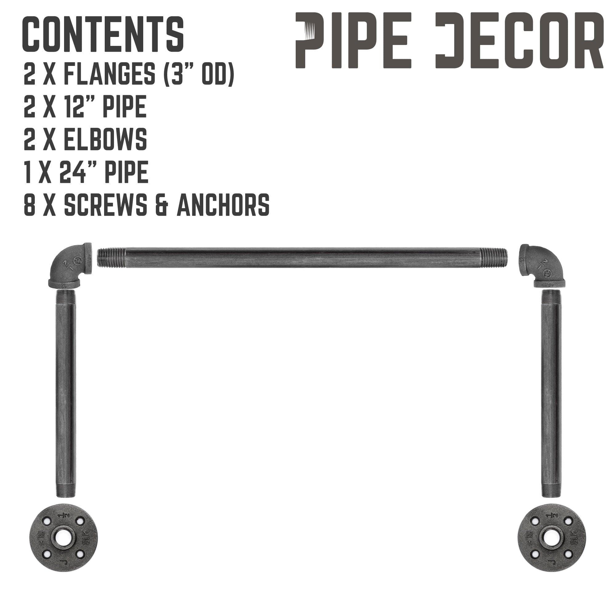 24 in. Industrial Pipe Clothing Rack (Wall Mounted)