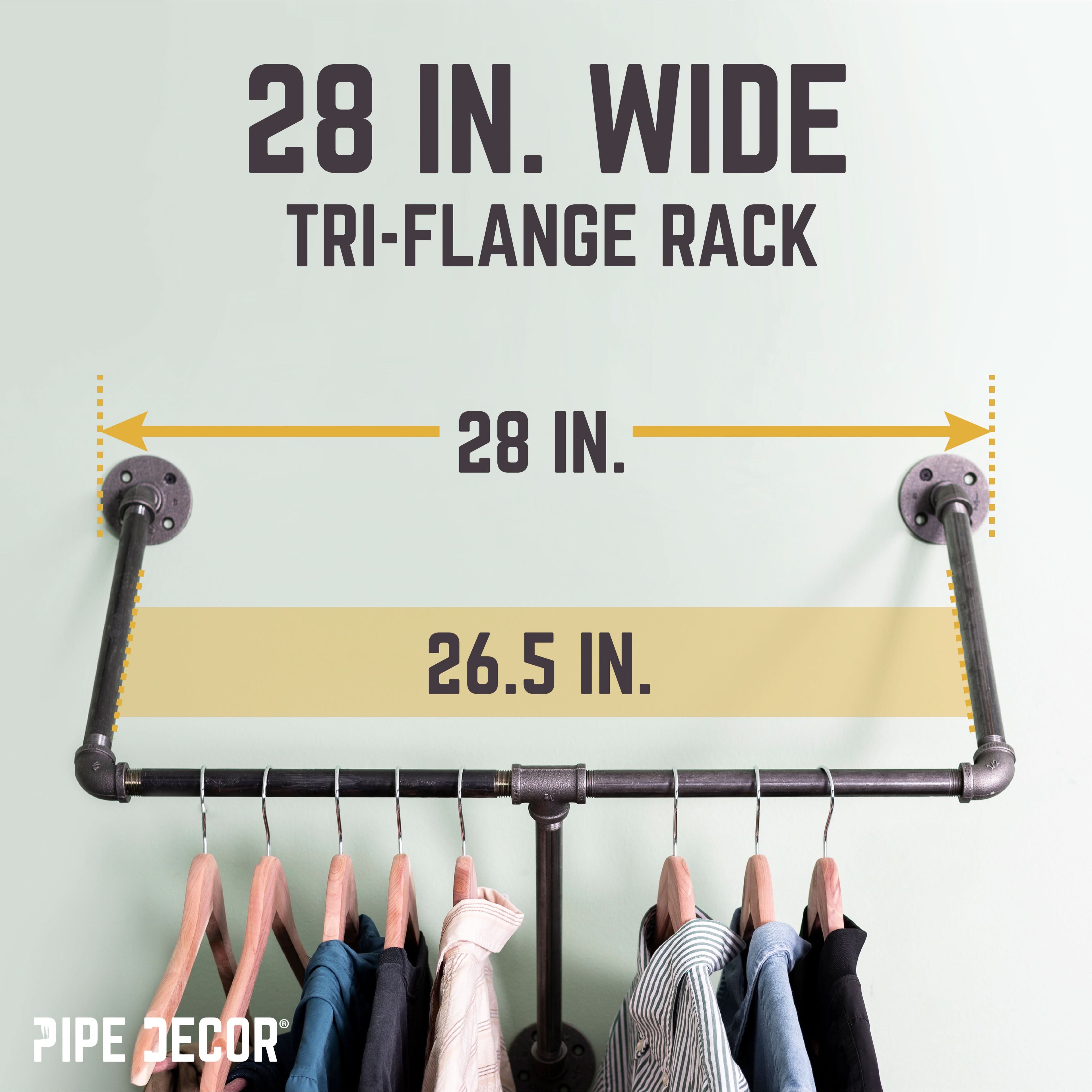 28 in. Tri-flange Wall Mounted Clothing Rack By PIPE DECOR