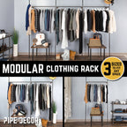 115 in. Wall Mounted Clothing Rack, Triple