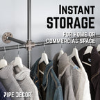 115 in. Wall Mounted Clothing Rack, Triple