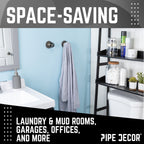 Black Industrial Spigot Wall Hook with Flange (2-Pack)