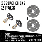 Black Industrial Spigot Wall Hook with Flange (2-Pack)