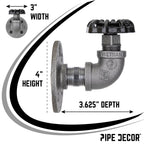 Black Industrial Curved Spigot Wall Hook with Flange (2-Pack)