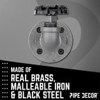 Black Industrial Curved Spigot Wall Hook with Flange (2-Pack)