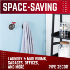 Red Industrial Curved Spigot Wall Hook with Flange (2-Pack)