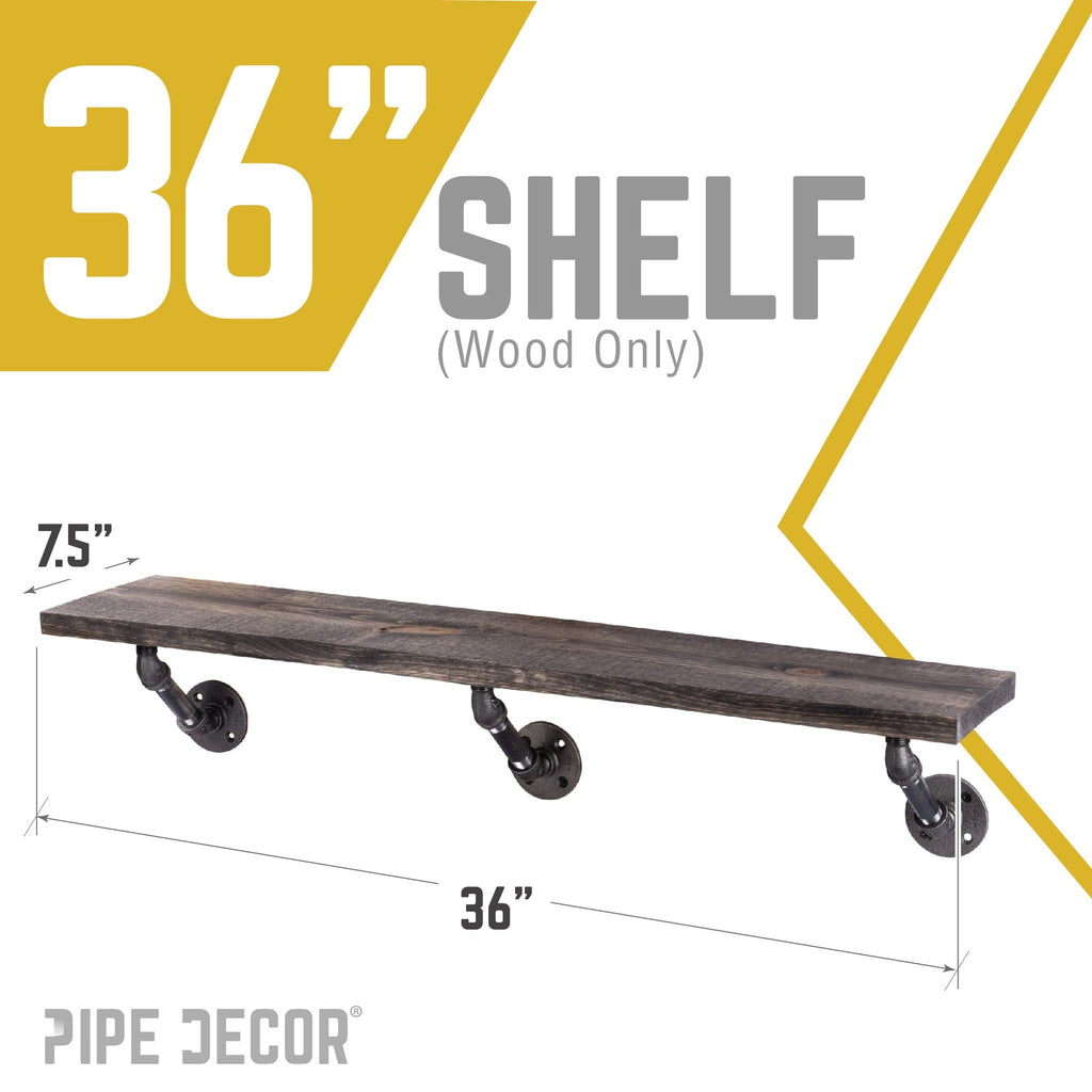 RESTORE Boulder Black 36 in. Wood Shelf (Wood Only)