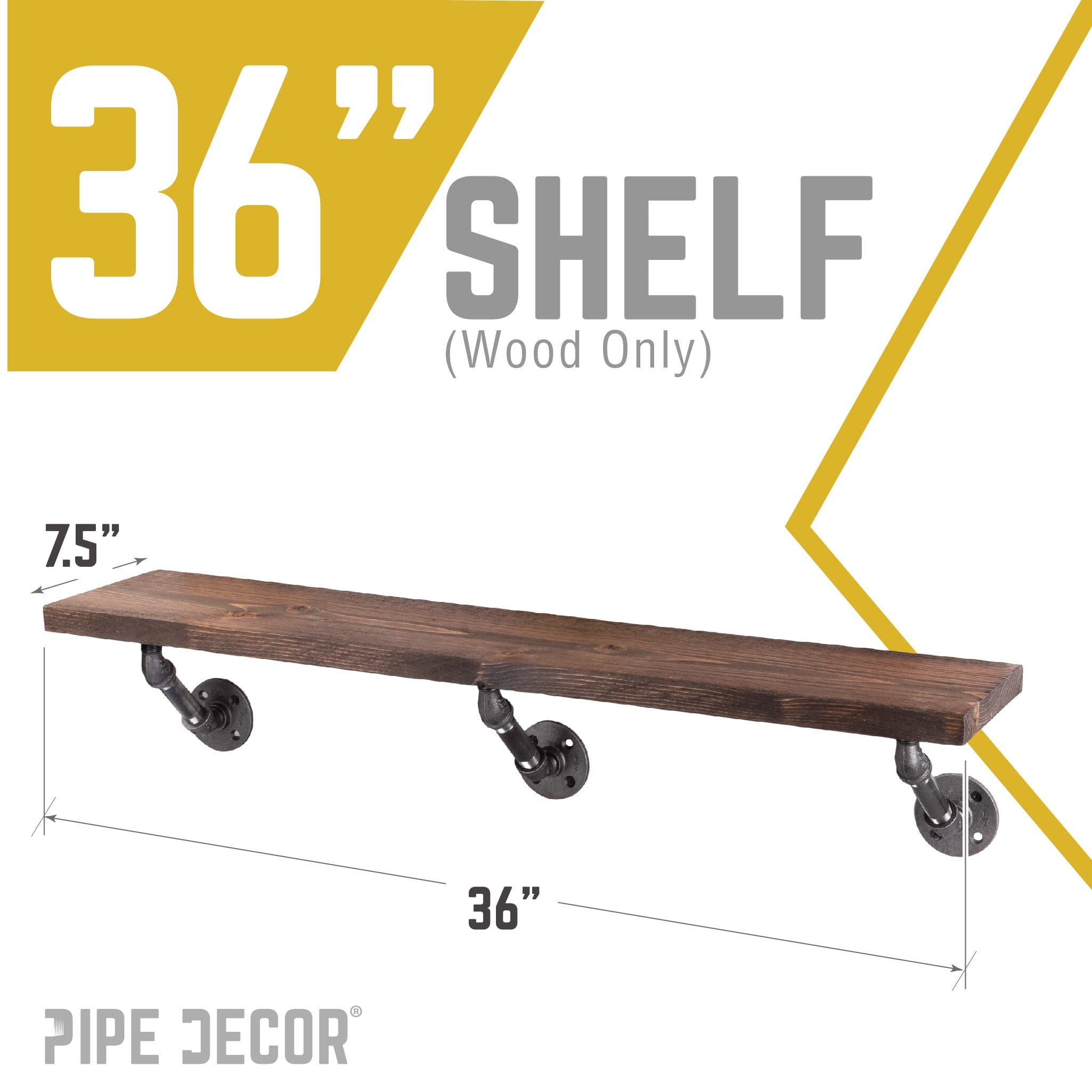 RESTORE Trail Brown 36 in. Wood Shelf (Wood Only)