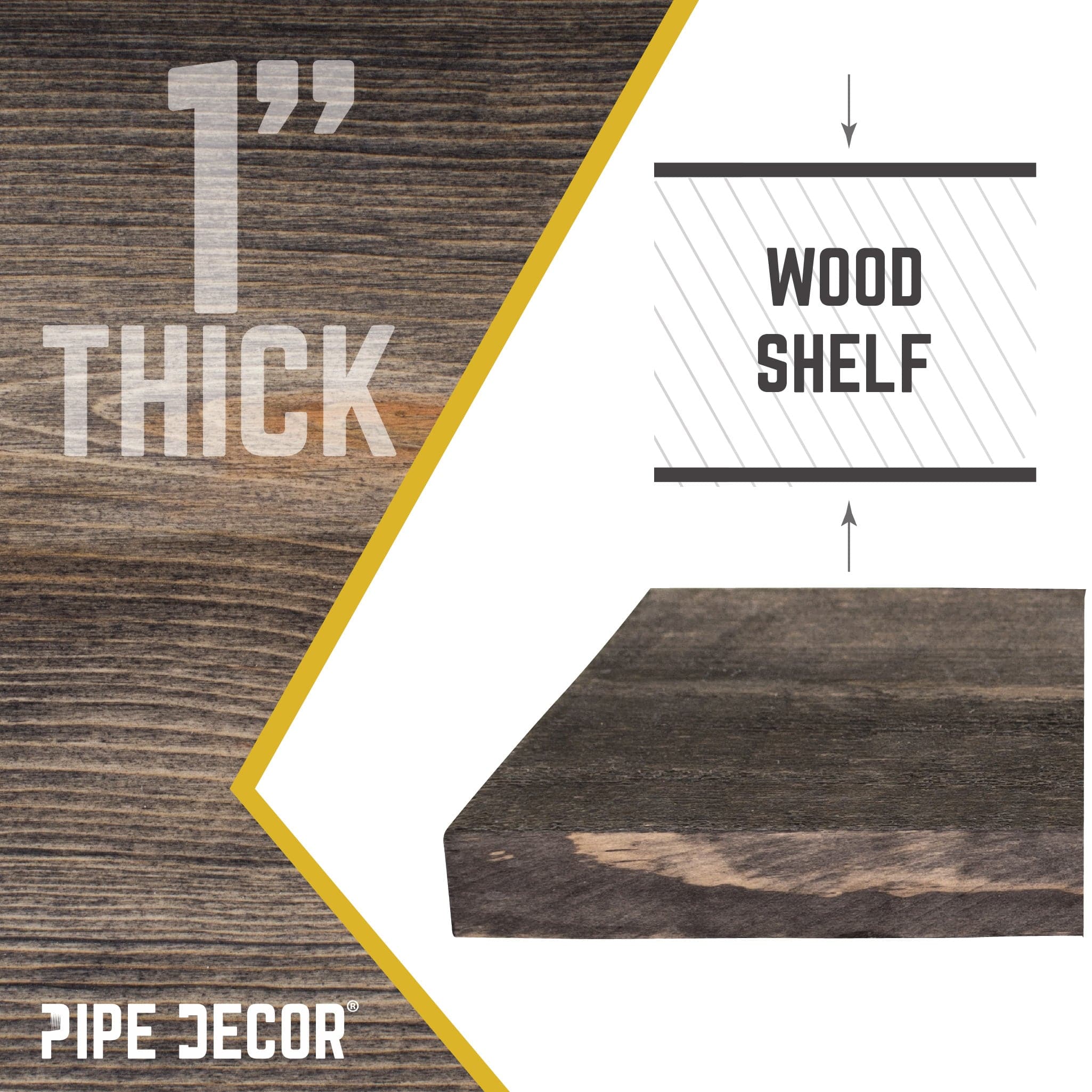 RESTORE Boulder Black 24 in. Wood Shelf (Wood Only)