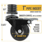 Swivel Caster Wheels for 1" Pipe (4-Pack)